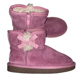 Koolaburra by UGG Pink Suede Bow Boots Kids Size 11